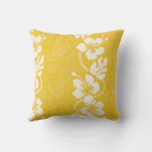 イエローホワイトハワイアンハイビスカスフラワーパターン クッション (裏面)