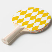 イエローホワイトハーレクインダイヤモンド市松模様にズデザイン 卓球ラケット (正面アングル)