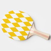 イエローホワイトハーレクインダイヤモンド市松模様にズデザイン 卓球ラケット (横)