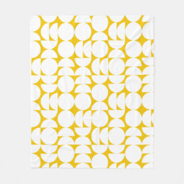 イエローホワイトバウハウスサークル フリースブランケット