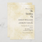 イエローホワイトパターンエレガントな結婚式 招待状 (正面/裏面)