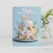 イエローホワイトピンクシュガーワイルドフラワーズ誕生日 カード (スタンド正面)