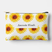イエローホワイトフローラひまわり アクセサリーポーチ (正面)