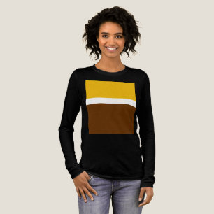 イエローホワイトブラウン無地カラーブロックデザイン トライブレンドTシャツ