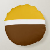 イエローホワイトブラウン無地カラーブロックデザイン ラウンドクッション (裏面)