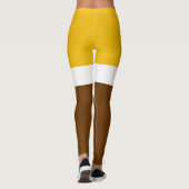 イエローホワイトブラウン無地カラーブロックデザイン レギンス (裏面)