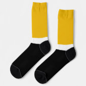 イエローホワイトブラックカラーブロックスタイルデザイン ソックス (左)