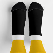 イエローホワイトブラックカラーブロックスタイルデザイン ソックス (上部)