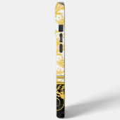 イエローホワイトブラックパーソナライズされたダマスクiPhoneスキン Case-Mate iPhoneケース (裏面 / 左)