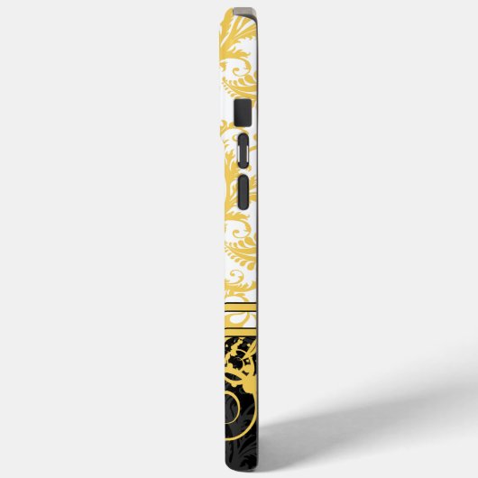 イエローホワイトブラックパーソナライズされたダマスクiPhoneスキン Case-Mate iPhoneケース (裏面 / 左)