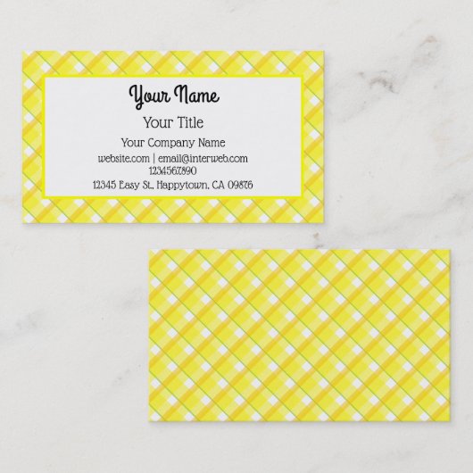 イエローホワイトプレイドパターン編集可能名刺 名刺 (正面/裏面)