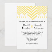 イエローホワイトヘリンボーン結婚式招待状 招待状 (正面/裏面)