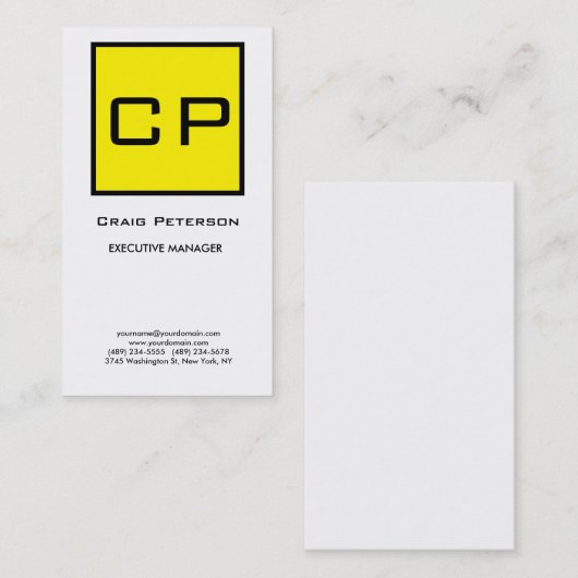 イエローホワイトモノグラムモダンミニマリスト平野 名刺 (正面/裏面)