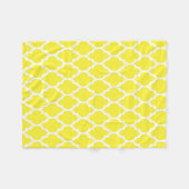 イエローホワイトモロッコクローバーパターン#4 フリースブランケット (正面(横))