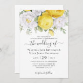 イエローホワイトラヌカルス花模様 招待状 (正面/裏面)