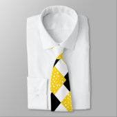 イエローホワイト水玉模様ブラック&ホワイトジオメトリック ネクタイ (タイ)