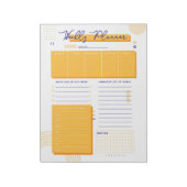 イエローホワイト週間プランナーメモ帳 ノートパッド (回転)