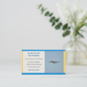 イエローホワイト飛行機代理飛行機旅行代理店 名刺 (スタンド正面)