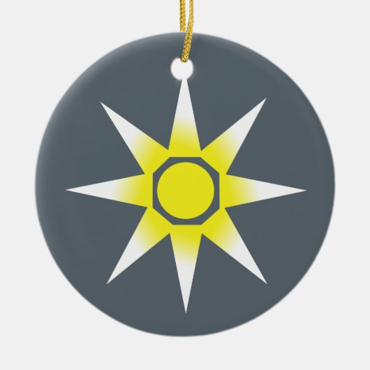 イエローホワイト魔法サン製品 セラミックオーナメント (正面)