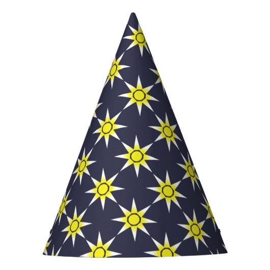 イエローホワイト魔法サン製品 パーティーハット (正面)