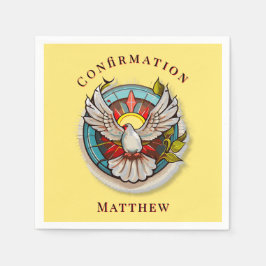 イエローホワイト鳩の宗教カトリックの確認 スタンダードカクテルナプキン