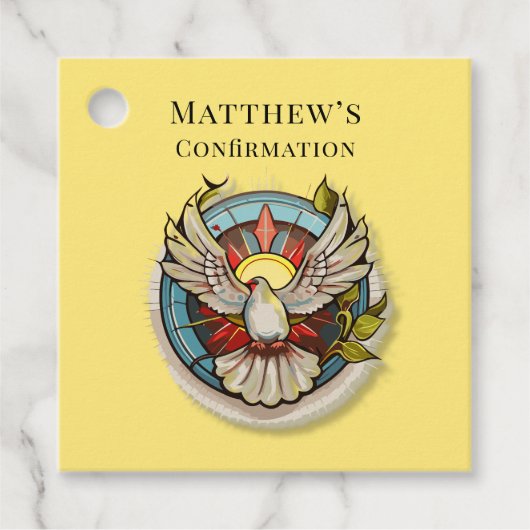 イエローホワイト鳩の宗教カトリックの確認 フェイバータグ (正面)