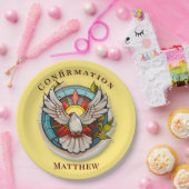 イエローホワイト鳩の宗教カトリックの確認 ペーパープレート (パーティー)