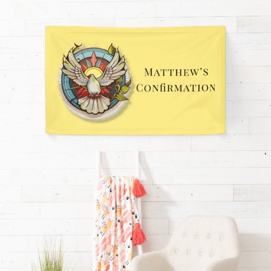 イエローホワイト鳩の宗教カトリックの確認 横断幕 (インサイチュ)