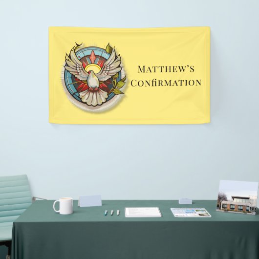 イエローホワイト鳩の宗教カトリックの確認 横断幕 (トレードショー)