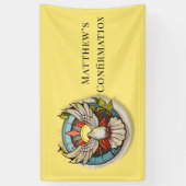 イエローホワイト鳩の宗教カトリックの確認 横断幕 (縦)