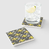 イエローホワイト（紋章の）フラ・ダ・リ ストーンコースター (横)