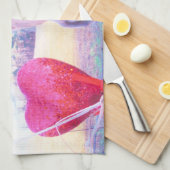 イエローホースと赤いハート キッチンタオル (四つ折り)