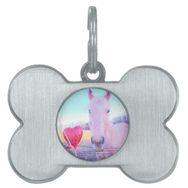 イエローホースと赤いハート ペットネームタグ (正面)