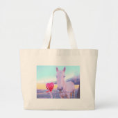 イエローホースと赤いハート ラージトートバッグ (正面)