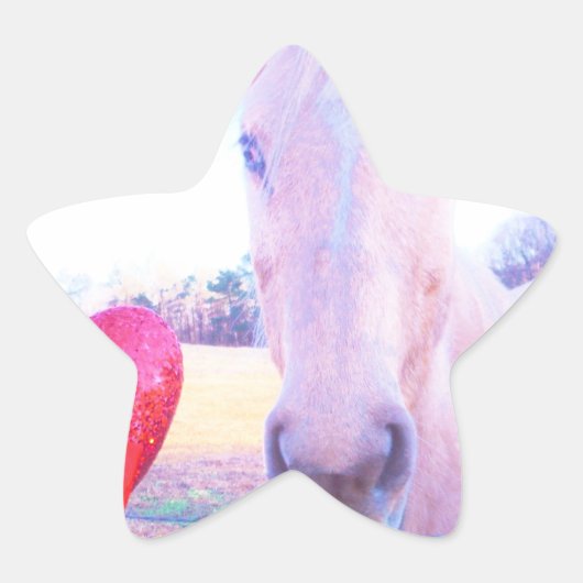 イエローホースと赤いハート 星シール (正面)