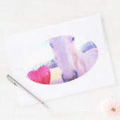 イエローホースと赤いハート 楕円形シール (封筒)