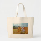 イエローホース、春ウサギ ラージトートバッグ (正面)