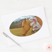 イエローホース、春ウサギ 楕円形シール (封筒)