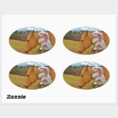 イエローホース、春ウサギ 楕円形シール (シート)