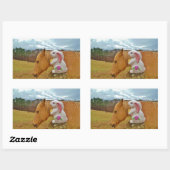 イエローホース、春ウサギ 長方形シール (シート)