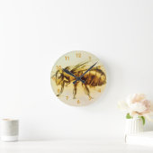 イエローホーネットビーラウンドクロック、リアリスティックスケッチ ラウンド壁時計 (ホーム)