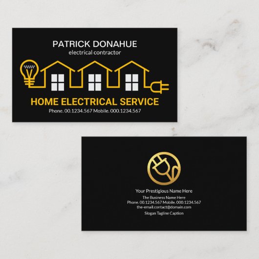 イエローホーム電気配線回路電気工 名刺 (正面/裏面)