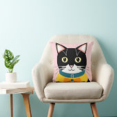 イエローボウタイと首輪を備えたウキセド猫 クッション (椅子)