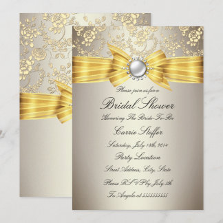 イエローボウベージュローズ ブライダルシャワー 招待状