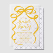 イエローボウモダンフォト卒業パーティー ベラム紙招待状 (オフセット (招待状))