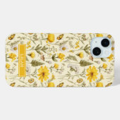 イエローボタニカルウォーターカラーフラワーネーム Case-Mate iPhoneケース (裏面 (横))