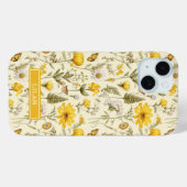 イエローボタニカルウォーターカラーフラワーネーム Case-Mate iPhoneケース (裏面 (横))