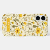 イエローボタニカルウォーターカラーフローラルネーム Case-Mate iPhoneケース (裏面 (横))
