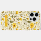 イエローボタニカルウォーターカラーフローラルネーム Case-Mate iPhoneケース (裏面 (横))