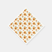 イエローボタニカルサンフラワーグリーンお祝い スタンダードカクテルナプキン (角)